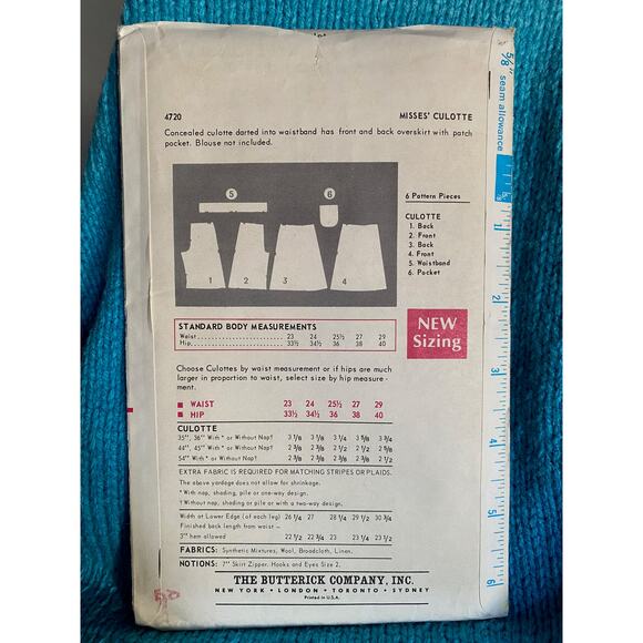 Butterick Pattern 4720 skirt skort 25" waist - Picture 2 of 3
